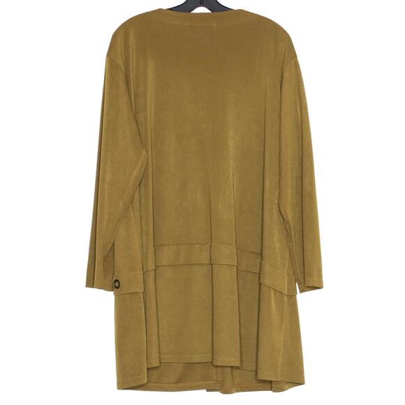 Sophia La Belle Jacket Minimalist Boho 90s Lagenlook Button Up Olive One Size - Picture 2 of 7